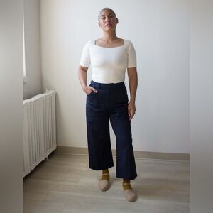 Jennifer Glasgow Navy Elliot Wide leg Pants, size Large
